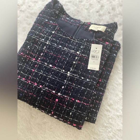 Brand new with tags LOFT Navy and Pink tweed Dress - Picture 9 of 9